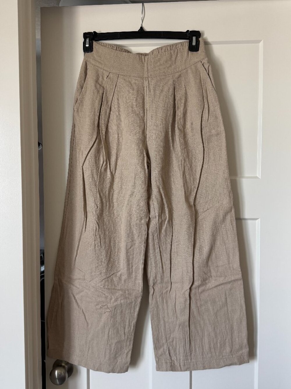 Abercrombie & Fitch Women's Linen-Blend Ultra Wide-Leg Pant Tan Small S